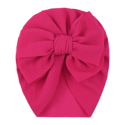 Baby cotton blends Headband Soft Bowknot Turban Hair Bands soft knit fabric pleated bow Indian hat for: Rose Red
