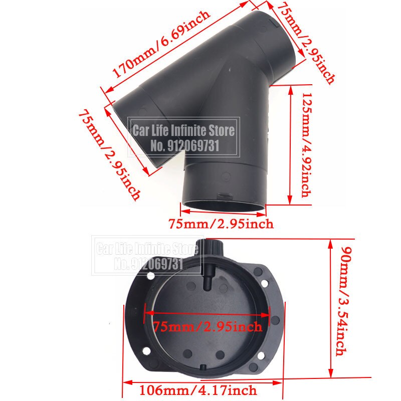 75Mm Y Stuk Air Vent Leidingen Elleboog Pijp Uitlaat Uitlaat Connector Joiner Voor Webasto Eberspaecher Diesel Standkachel Accessor: 75mm Heater DuctingB