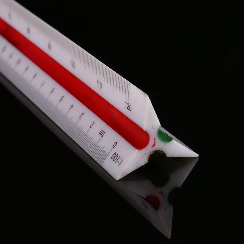 Regla de escala Triangular de plástico de 30cm, herramienta de medición de dibujo de ingeniero arquitectónico