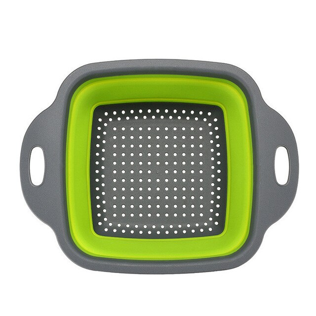 Colador plegable para lavar frutas y verduras, cesta, escurridor de platos de silicona, escurridor plegable, herramienta de almacenamiento de cocina: green / 18.5X24.5cm