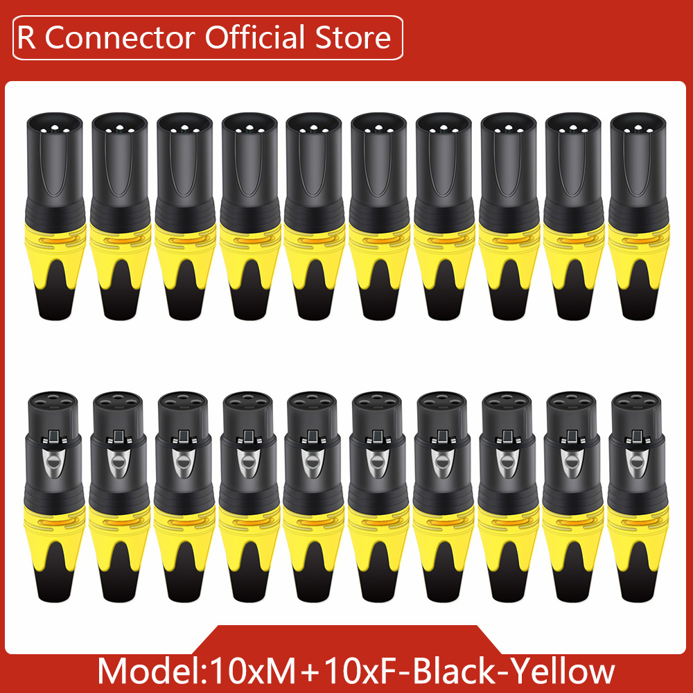 20pcs/10sets Colorful 3Pin XLR Female Jack Male Plug 3Pole XLR Socket Audio Microphone Cable Wire Connectors Power Adapter: Ivory
