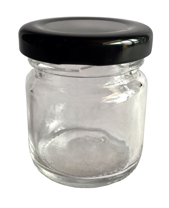 NEUE! 1,5 UNZEN 42ml Glas Runde Mini Gläser mit Gold/Silber/Schwarz deckel, Verwenden für Marmelade, honig, Süßigkeiten, Hochzeit Gefälligkeiten, Gewürz, Pack von 24Stck: Schwarz Deckel