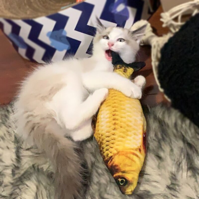 Juguete eléctrico para gatos, pez 3D con carga USB, simulación de peces móviles, juguetes para mascotas, suministros de juguete flexible