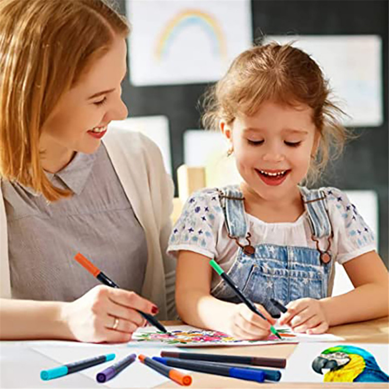 12-120 farger tusj tegning akvarell kunst tusjer dobbel pensel fineliner fargeleggingspenn sett til kalligrafi maleri
