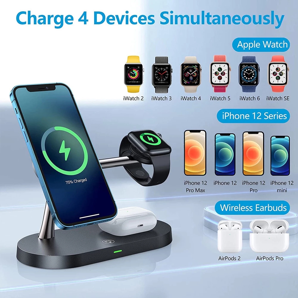 3 In 1 Draadloze Oplader Voor Iphone 12 Pro Max Magnetische Houder Voor Telefoon Apple Horloge Airpods Pro Inductie Draadloze laders