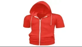 Herr casual tröjor kortärmade hoodies jacka enfärgad smal dragkedja herr sporttoppar bekväma friluftskläder för män: S / Röd