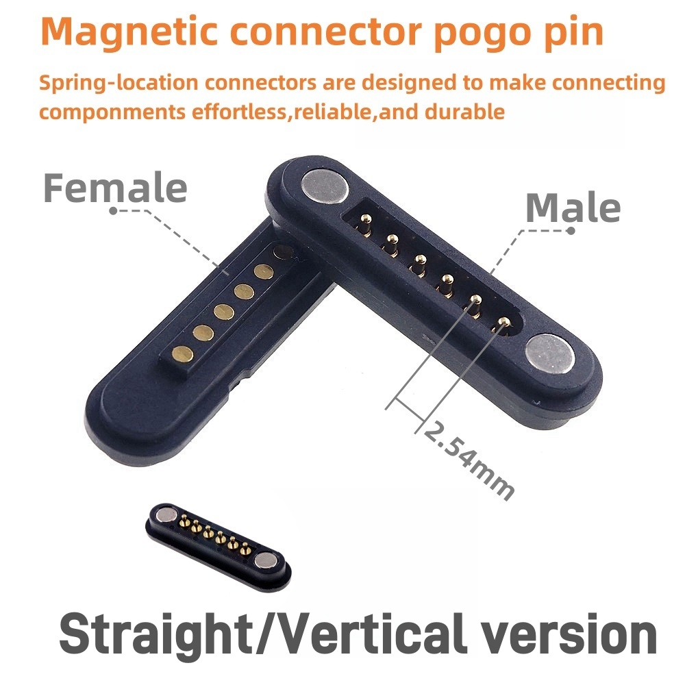 2Pcs 2 3 4 5 6Pin DC 2.54mm Magnetic Pogo Pin Connector Male Female 2A Waterproof High Current Spring Loaded Power Socket