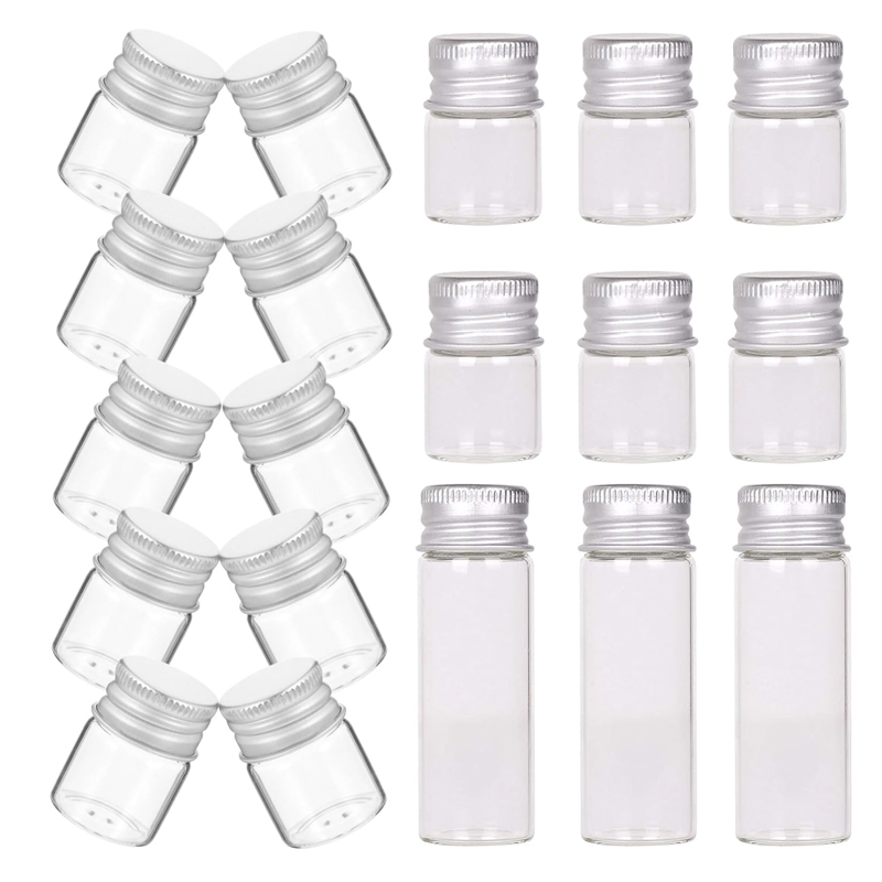 Neue 5Stck 5-30ml Glasflaschen mit Aluminium deckel kleine Mini-Gläser wünschen Flaschen Aufbewahrung sbox fallen Sonde flasche
