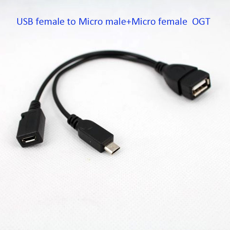 2 in ogt usb han host power y splitter usb adapter til mikro 5 pin han hun til telefon kabel strømkabel