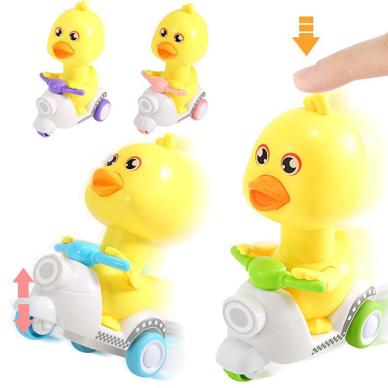 Little Yellow Duck Motorcycle Toy Inertia Animal Cars Children Cute Duck Press Pull Back Car Toys Kids