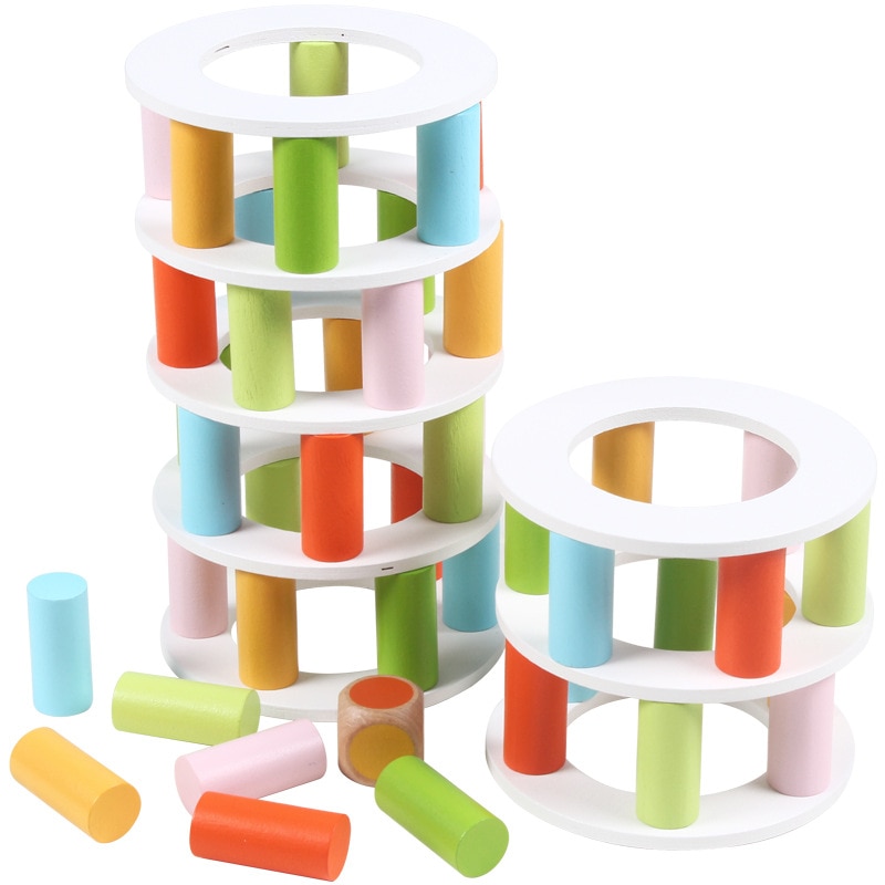 48 stk træ stabelbræt matematik spil tumletårn byggeklods sjov nyhed interessant legetøj til børn fødselsdag