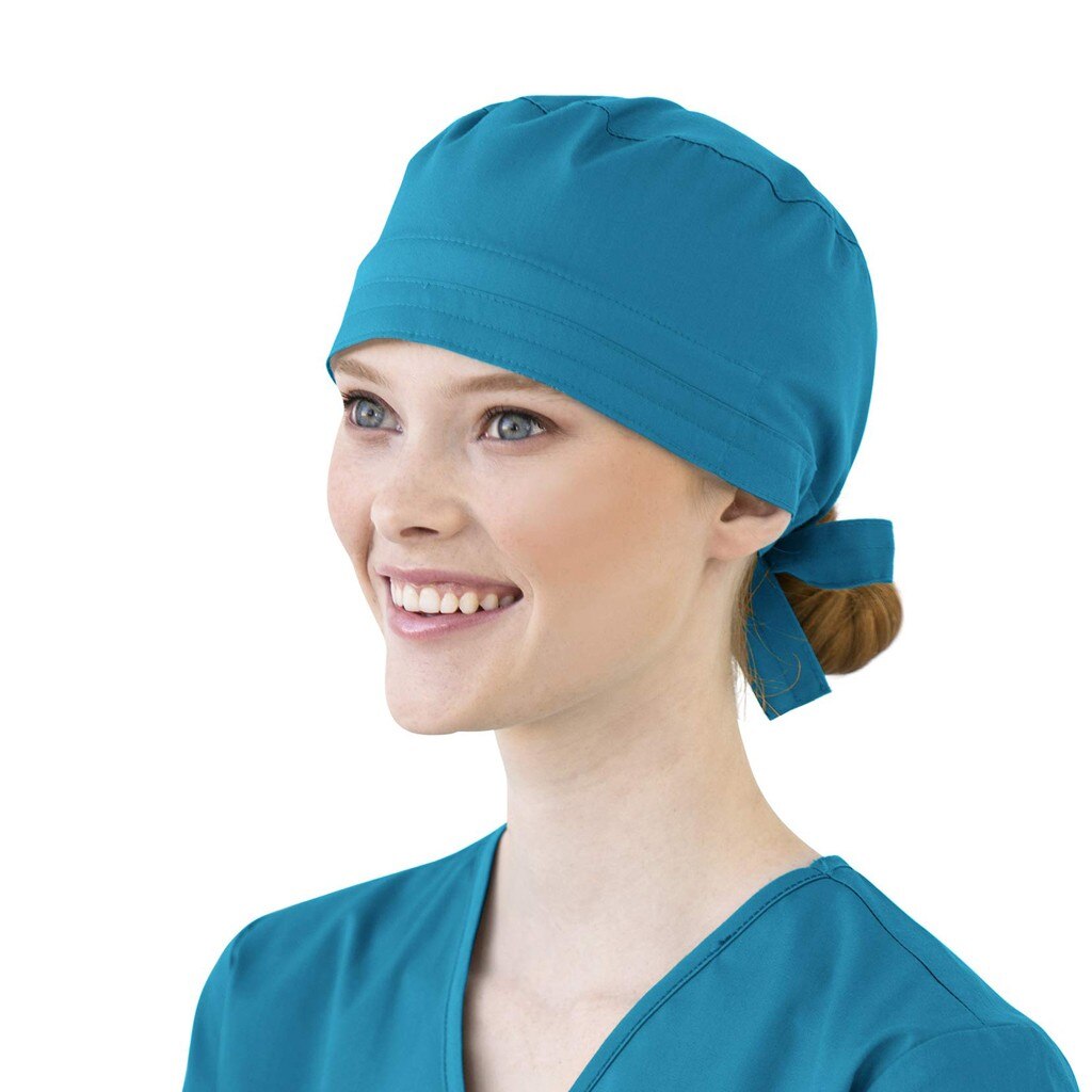 Women Cotton Bandage Adjustable Cap Sweatband Bouffant Hat Men gorros quirofano mujer nurse uniform Accessories: Blue 
