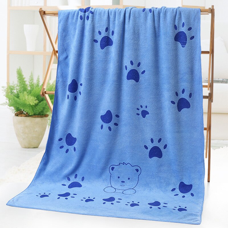 140X70CM Pet Bath Towel Oversized Microfiber Towel Strong Absorbing Water Dog Towels Golden Retriever Teddy General Pet Supplies: 3-Blue