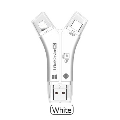 UTHAI C11 Lightning Card Reader SD TF USB C to MicroUSB Multi Card readers 4in1 Type-C Flash Drive For Iphone 7 8 11 X XR MAX: C11-White