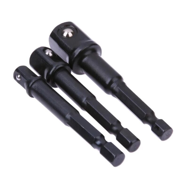 4pcs Impact Extension Socket Adapter Socket Set Extension 1/4 3/8 1/2Inch Hex Shank Drill Extension Nut Driver Sockets Hex Shank: 2