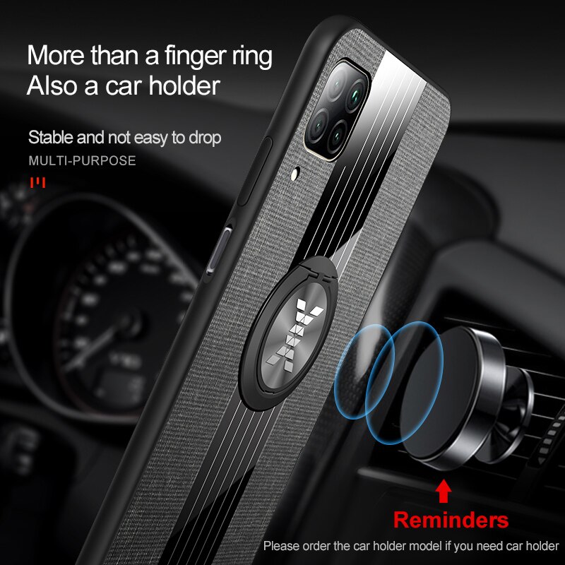 Für huawei p40 lite fall luxus magnetische ring halter tuch stoff stoßfest zurück abdeckung für huawei p 40 lite licht coque fundas