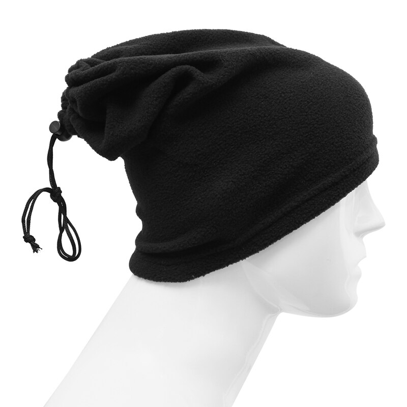 Unisexe polaire polaire cou plus thermique Snood écharpe chapeau vêtements de Ski snowboard-noir