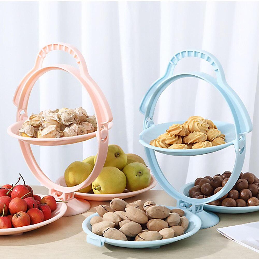 Folding Fruit Tray Dried Fruit Tray Home Living Room Snack Storage Tray Portable Fruit Tray Folding Fruit Plate