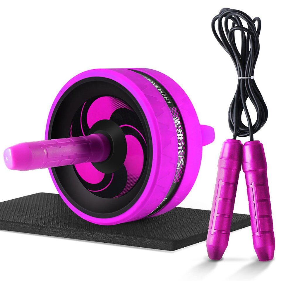 rouleau Ab et corde à sauter pas de bruit roue abdominale Ab rouleau avec tapis pour l'exercice Fitness