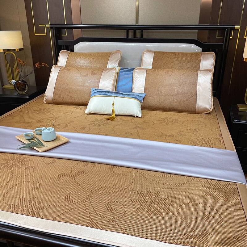 Sommer Kühl Atmungsaktive Matratze Abdeckung Bett Schutz Pad Glatte Rattan Bett matt Elastische Riemen Nicht-Unterhose Bett Abdeckung Mit kissenbezug