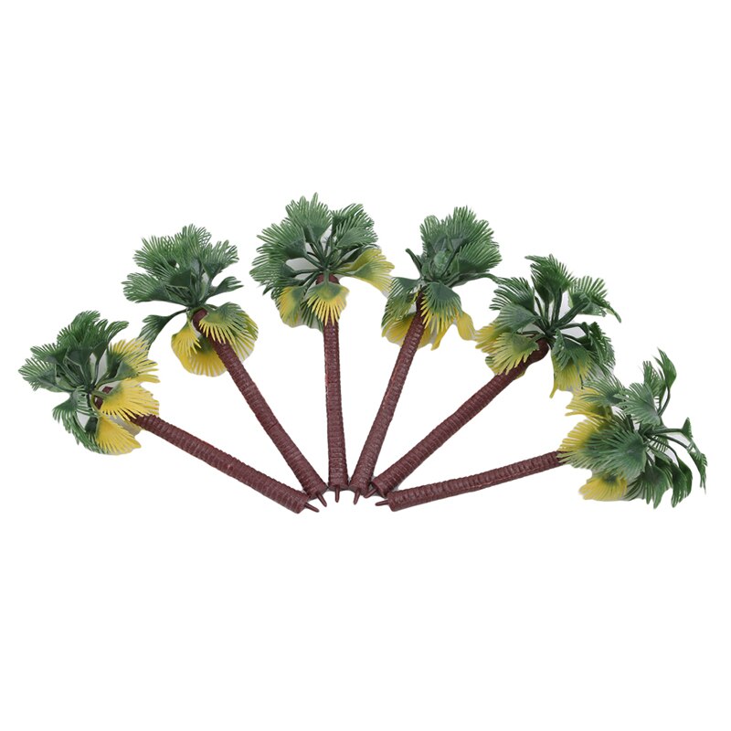 6pcs Artificial Plastic Tree Layout Rainforest Plastic Palm Tree Diorama Scenery Model Artificial Palm Tree Leaves: 15cm