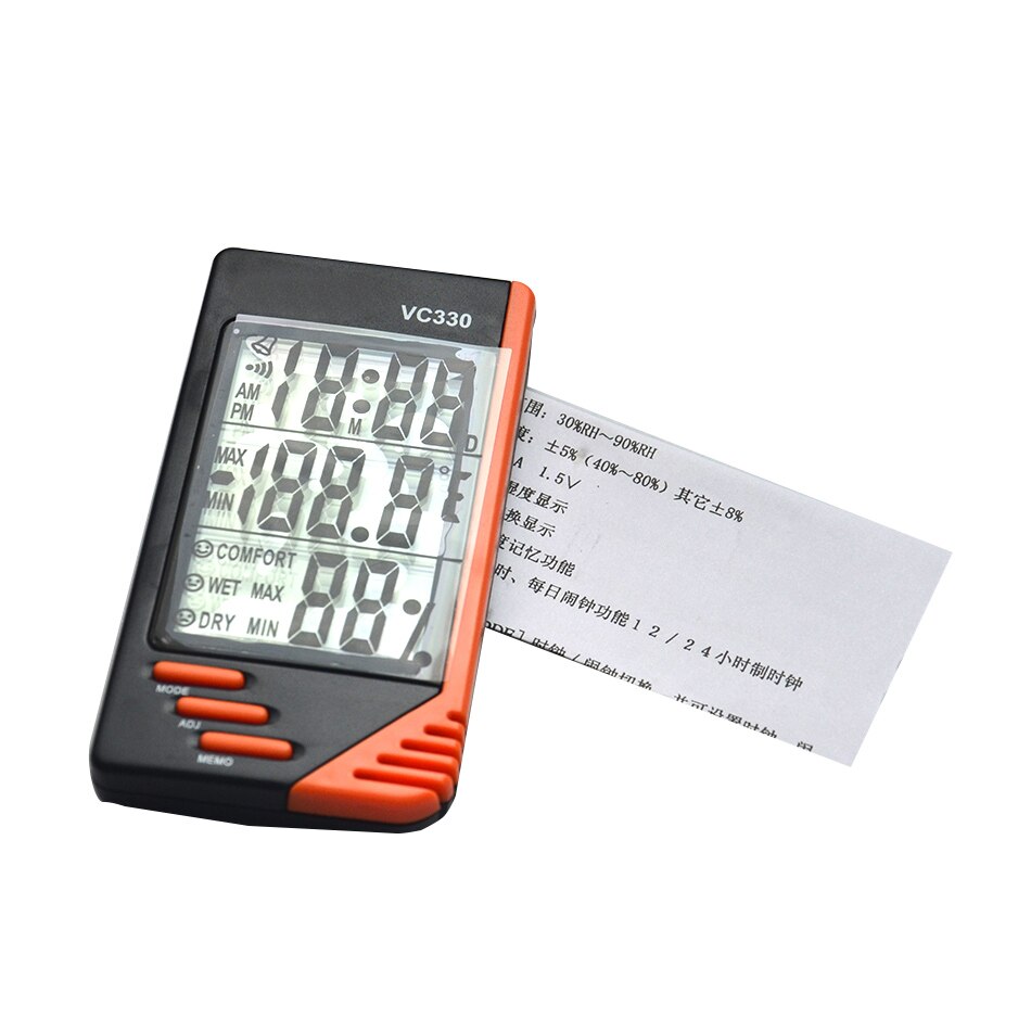 Handheld Portable Digital Thermometer Hygrometer Hygrothermograph Humiture Temperature Humidity Moisture with Clock Alert VC330