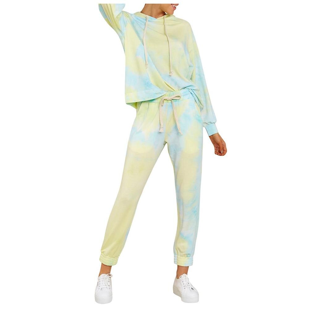 Ropa De Niña Loungewear Tie-Geverfd Gedrukt Loose Casual Hoodie Lange Settracksuit Vrouwen 2 Stuk Bijpassende Set Strainingspak Vrouwen: B / S