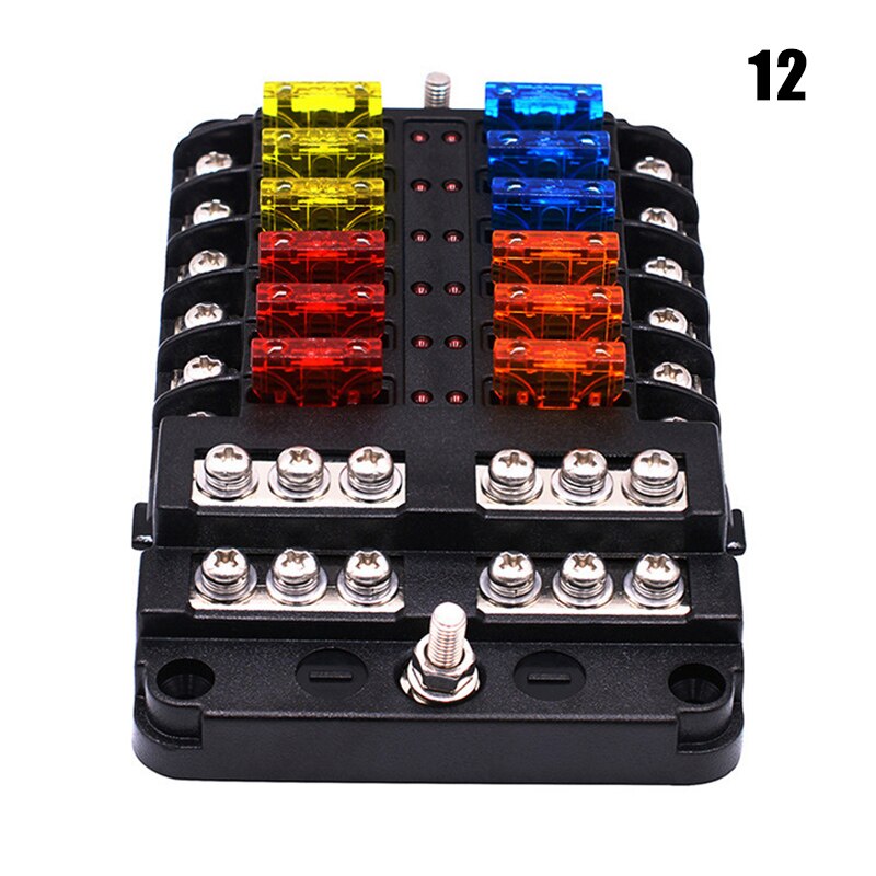 12v 32v kunststof deksel zekeringkast houder  m5 12 stud met led indicatielampje 6/12 manieren bladen voor auto  c66: 12 -weg