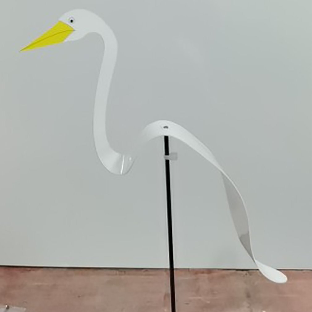 Tuin Flamingo Wind Indicator Grillige Roterende Vogel Sculptuur Absoluut Prachtige Unieke Dynamische Vogel Tuin Yard Decoratie: White spinning bird