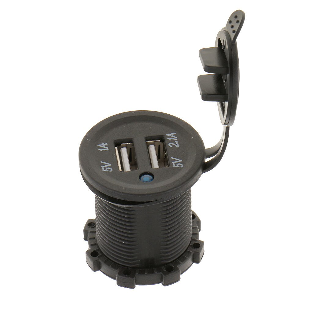 12V-24V Waterproof Motorcycle Boat Car Dual USB Port Charger Socket Outlet