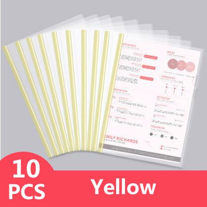 10 Pieces Color Transparent Draw Rod Folder File Report Resume Folder Thickened Draw Rod Folder Plastic Rod Clip: 10pcs yellow