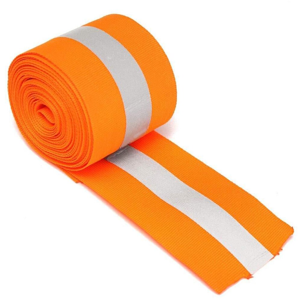 Warning Luggage Ribbon Sewing Reflective Clothes Strip Safety Florescent Tape: Orange