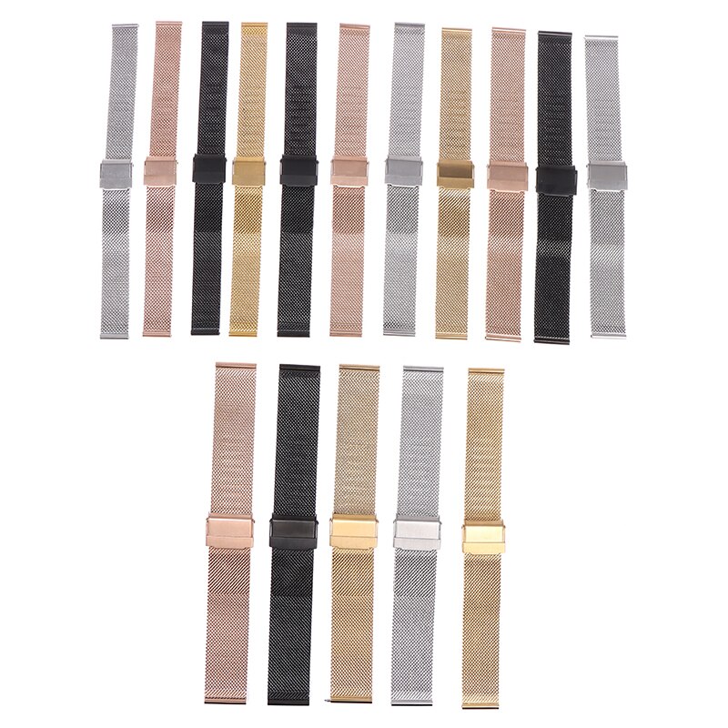 14mm 16mm 18mm 20mm milan net riemhorloge met roestvrijstalen band, webbing polsband voor mannen en vrouwen