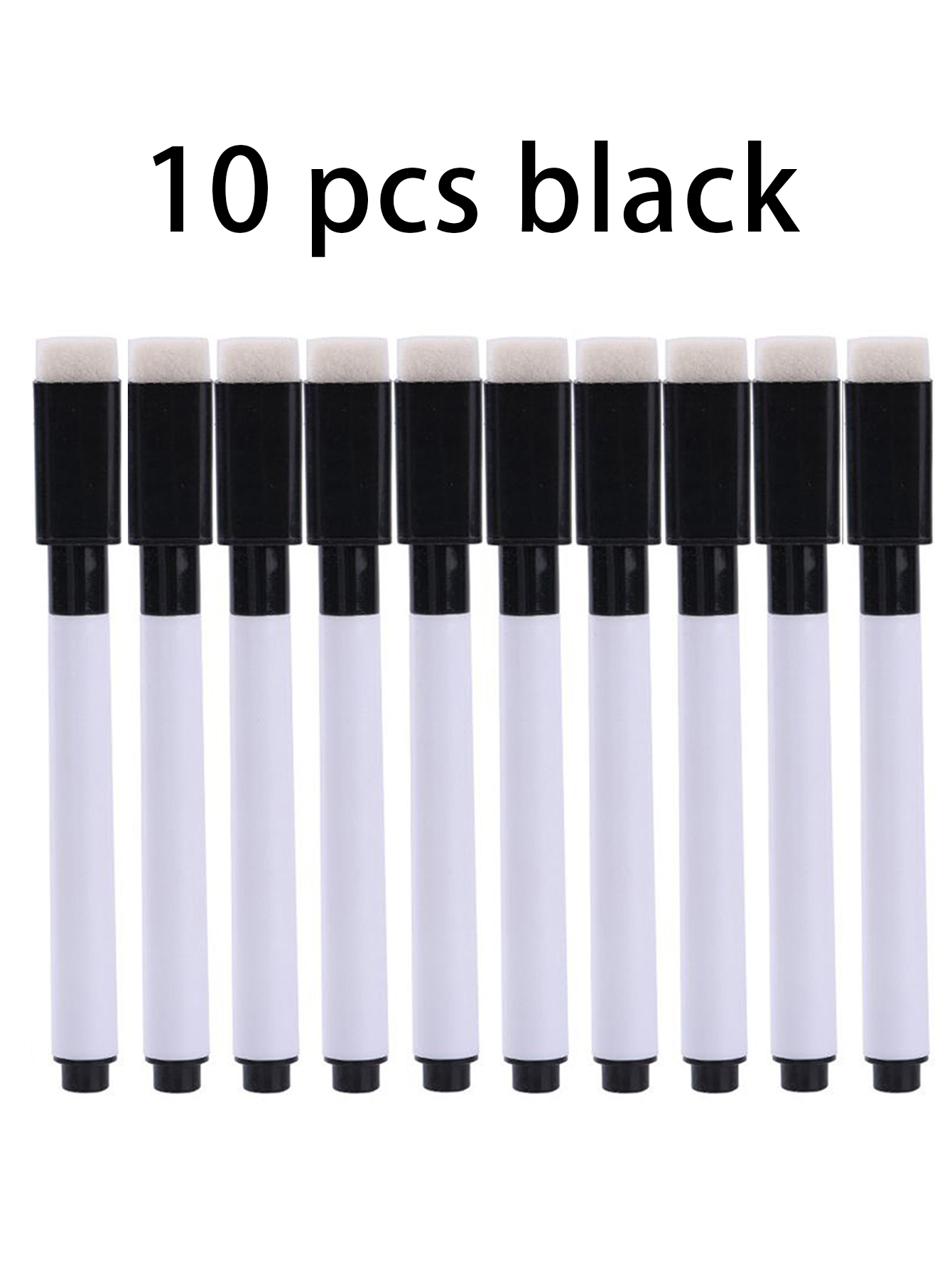 10 stuks magnetische whiteboard pen zwart/kleur wit bord markers ingebouwde gum school kantoor graffiti tekenpen benodigdheden: WHITE