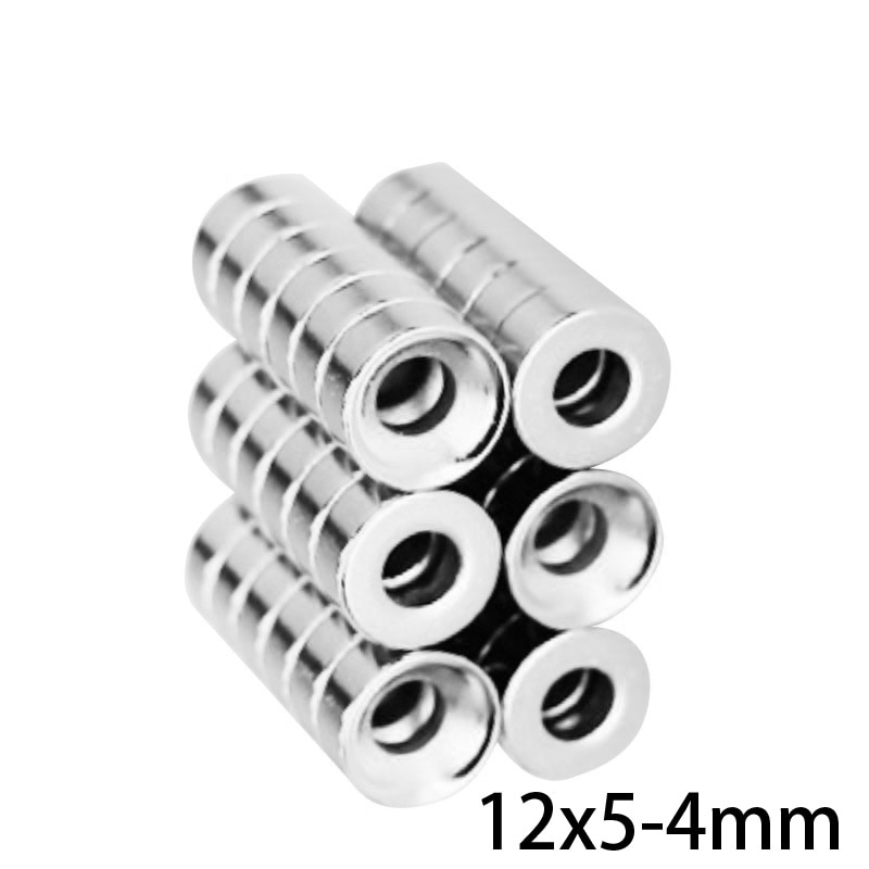 Imanes potentes de 12x5-4mm, agujero de 12*5mm, 4mm, redondos avellanados permanentes, disco magnético de neodimio de 12*5-4mm, 5 ~ 300 Uds.