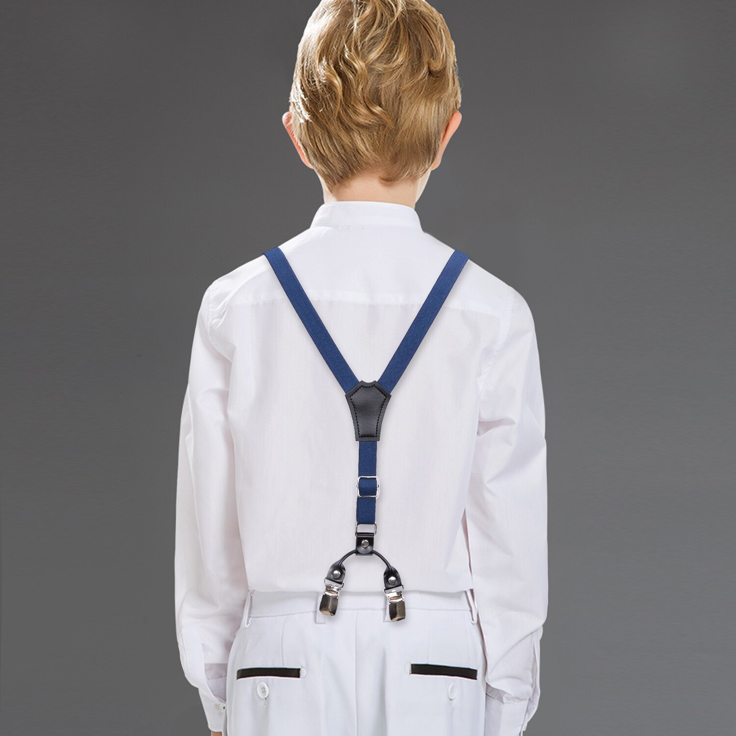 Tirantes de Color sólido para niños, conjunto de pajarita, cinturón elástico ajustable para niño, para boda, de cumpleaños, tirantes con Clip en forma de Y