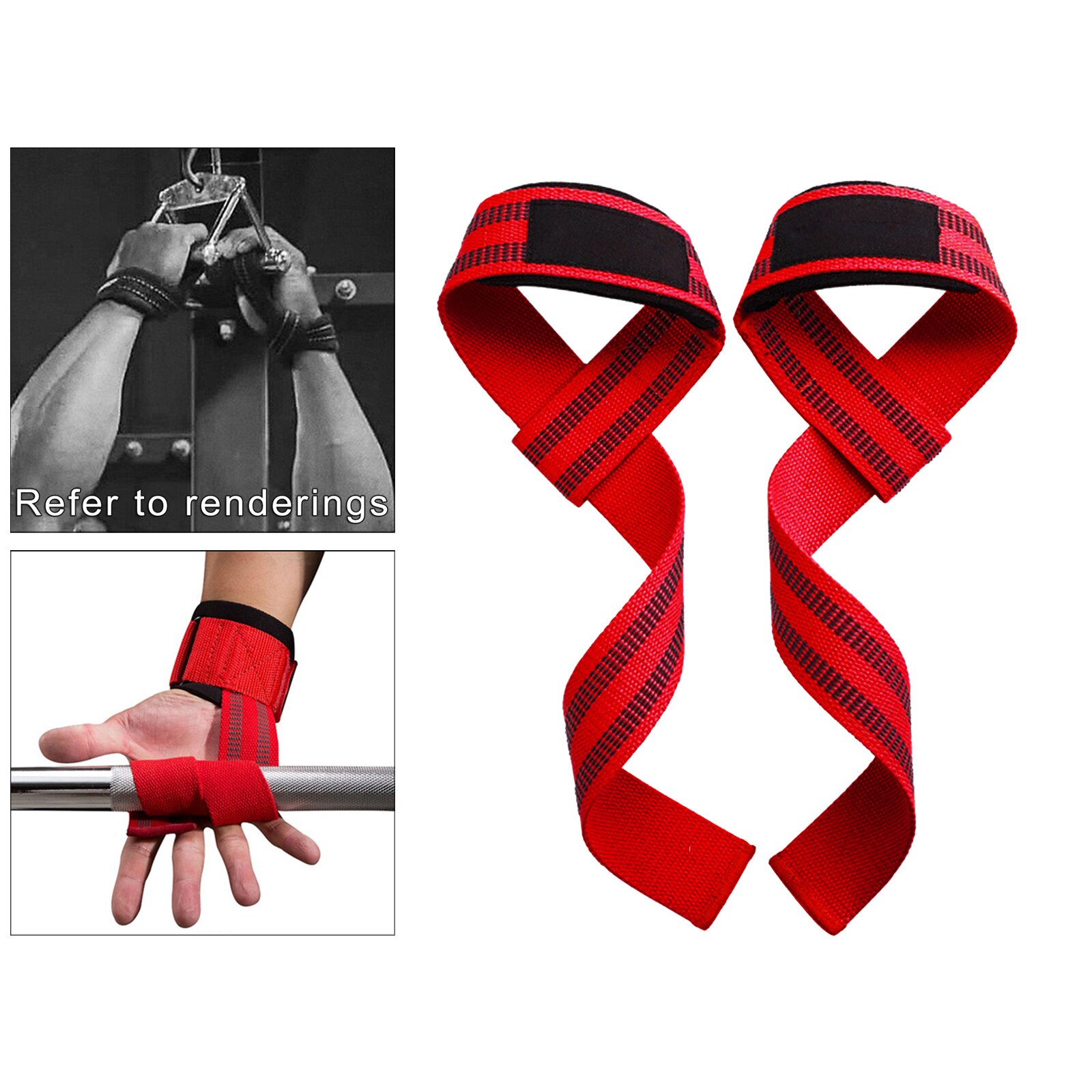 1 paar gewichtheber-zughilfen, strapazierfähige, gepolsterte handgelenkbandagen, powerlifting, krafttraining, kreuzheben, heim-fitnessstudio, verstellbar, unisex
