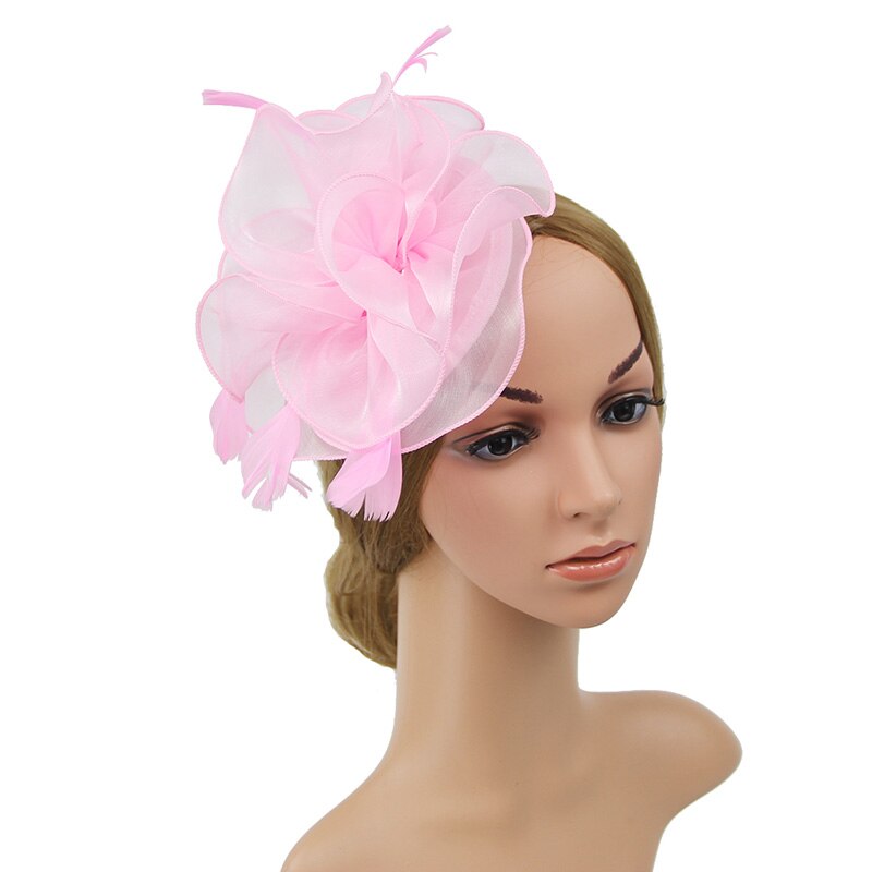Fascinateur avec bandeau plume fleur pilulier chapeau pour femmes Cocktail rose: Pink 2 Cocktail Hat