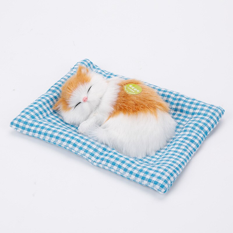 Niedliches plüschtier mit schlafkatzenfunktion und geräuschsimulation, tiermodell, schlafende katze, spielzeug, autodekoration, ornamente, puppenbastelarbeiten: Gold