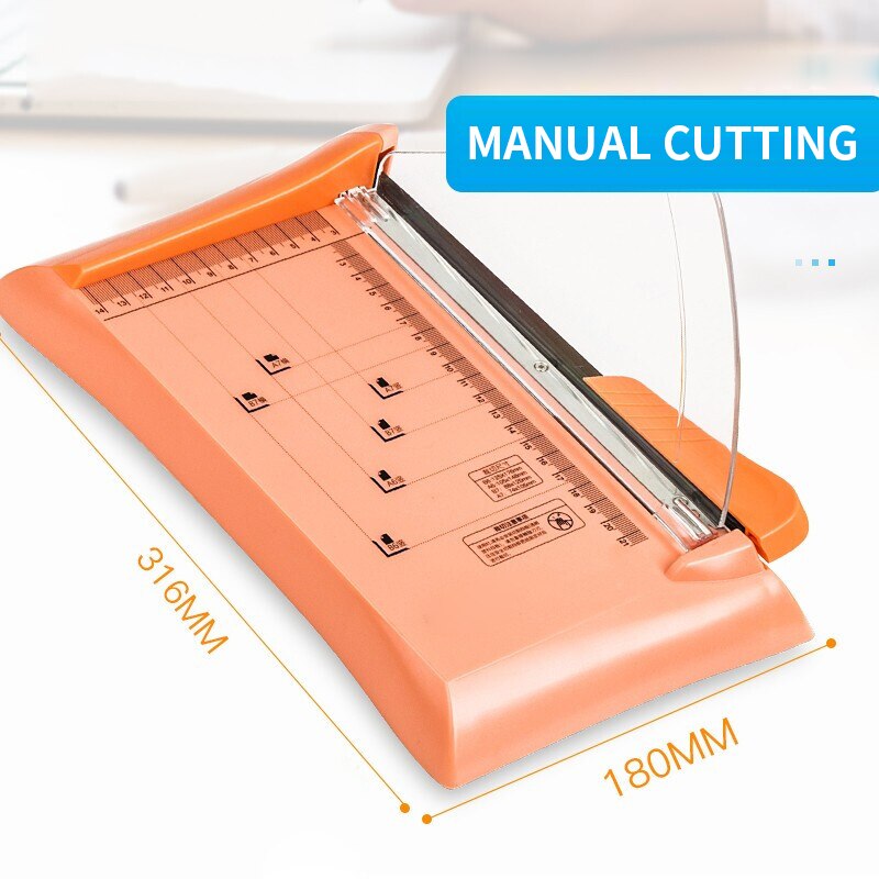 Small paper cutter, heavy-duty manual paper cutting equipment, ceramic thick layer mini paper cutter, paper cutter 13035: Orange