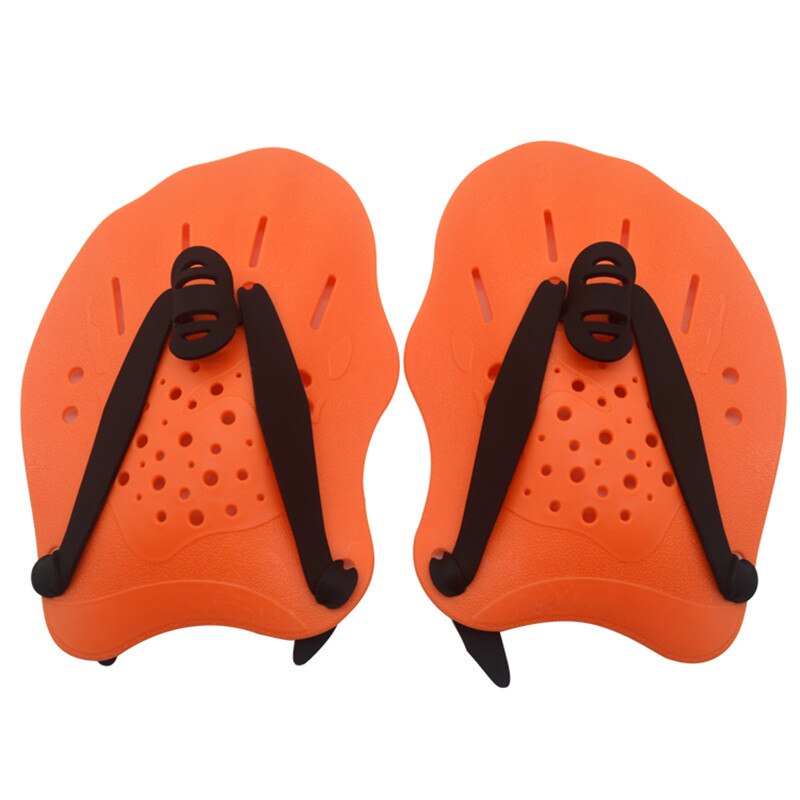 Swimming Paddles Training Adjustable Hand Webbed Gloves Pad Fins Flippers For Men Women Kid: orange