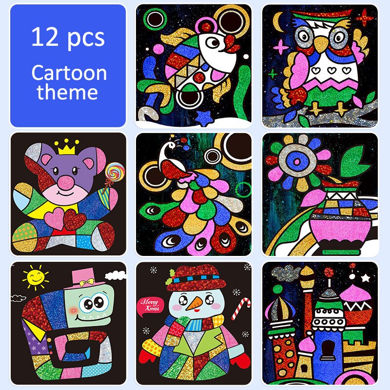 12/pcs Interest DIY Magic transfer sticker Transfer Sticker Art kids puzzle diy crafts for kids craft kits for children: Default Title