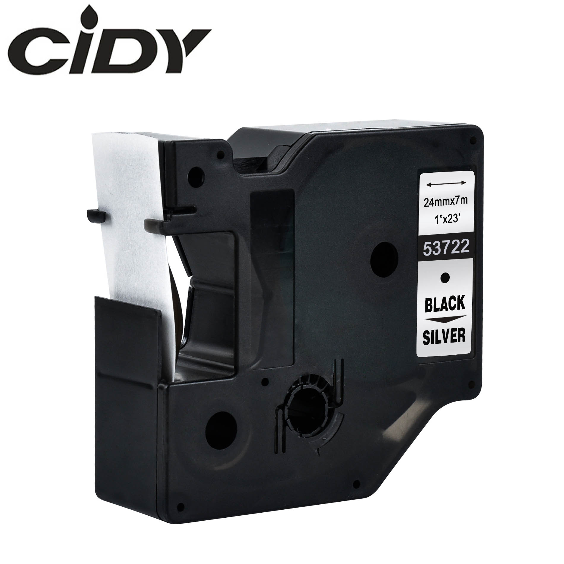 CIDY 1pcs 53713 53718 53710 Compatible 24MM black on white Dymo D1 Label Ribbons for Dymo Label Manager LM160 LM280 210 Dymo PNP: black on silver