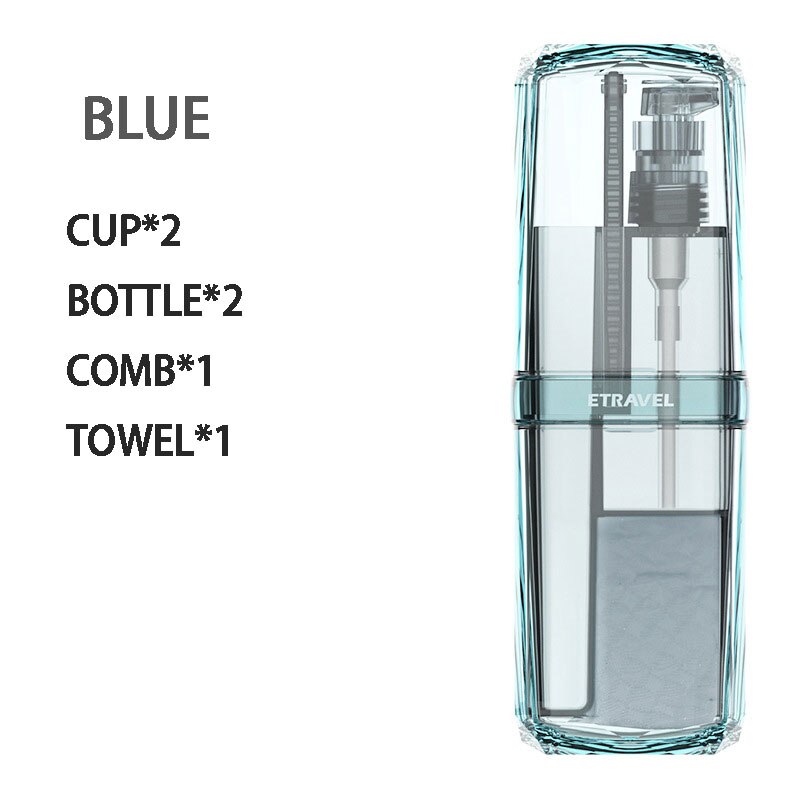 Toiletries Storage Box Multifunctional Travel Toothbrush Comb Towel Transparent Storage Cup Potable Bathroom Toiletry Set Box: 6PCS Blue