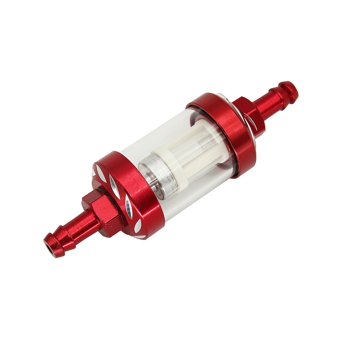 Filtro de aceite de gasolina y combustible de vidrio de aleación de aluminio CNC de 8mm Moto para Dirt Pit Bike 125/140/150/160cc CRF70 90 110 TTR100 110 KLX65: Rojo