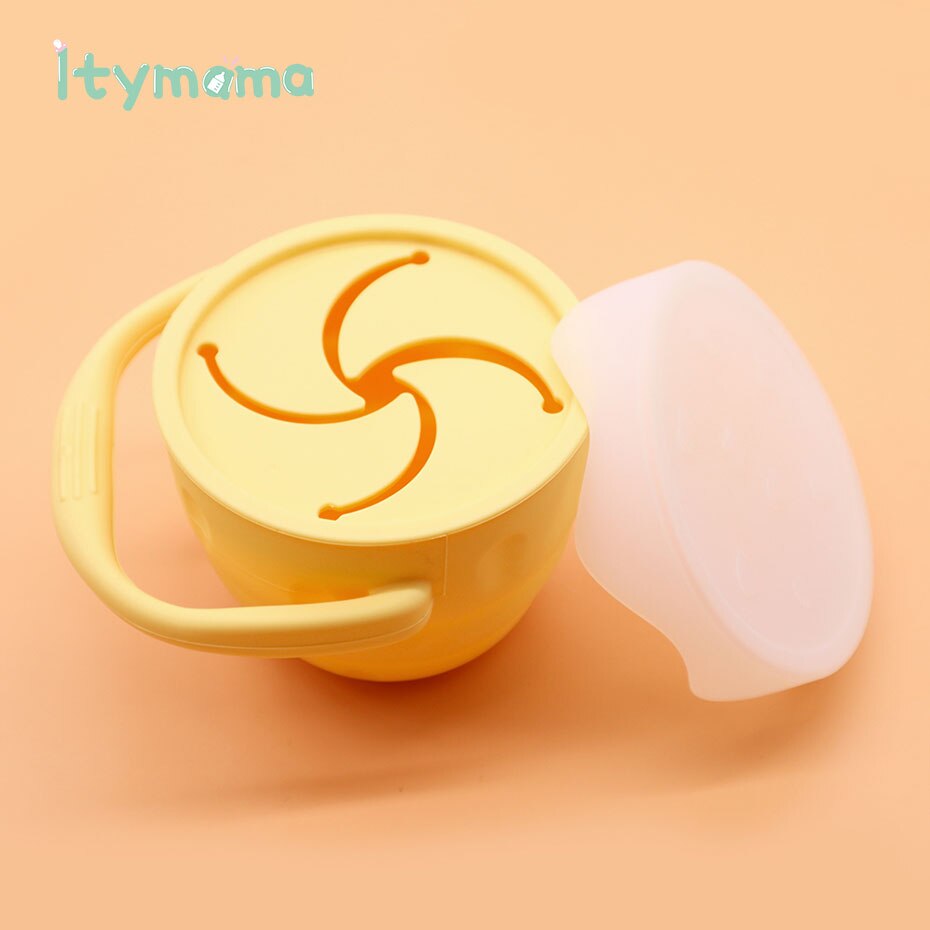 Silicone Tasse De Casse-Croûte Pour Les Tout-petits et Les Enfants Bébé Apprentissage D'alimentation Tasses Vaisselle Pour Enfants SANS BPA De Alimentaire En Silicone Étanche: SN001-4 Cream Yellow