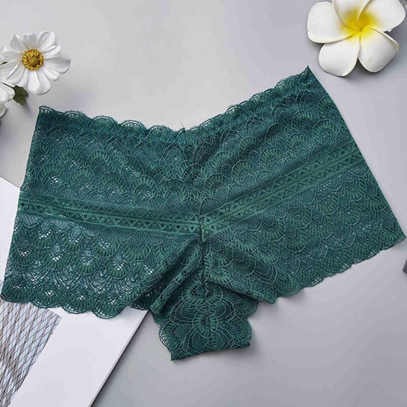 Women Soft Seamless Lace Safety Short Pants Summer Under Skirt Shorts Breathable Short Tights: Green  color