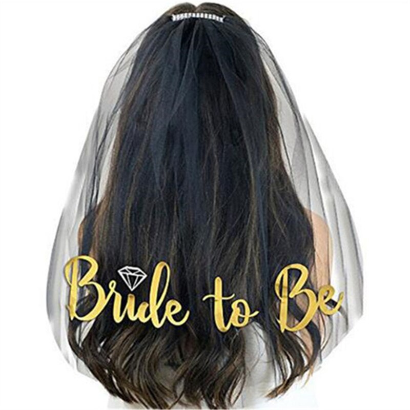 Benodigdheden voor een vrijgezellenfeest, sluier, bruid in spe, vergulde bruid voor een vrijgezellenfeest, bruidsdouchedecoraties, sluiers  r50: 4