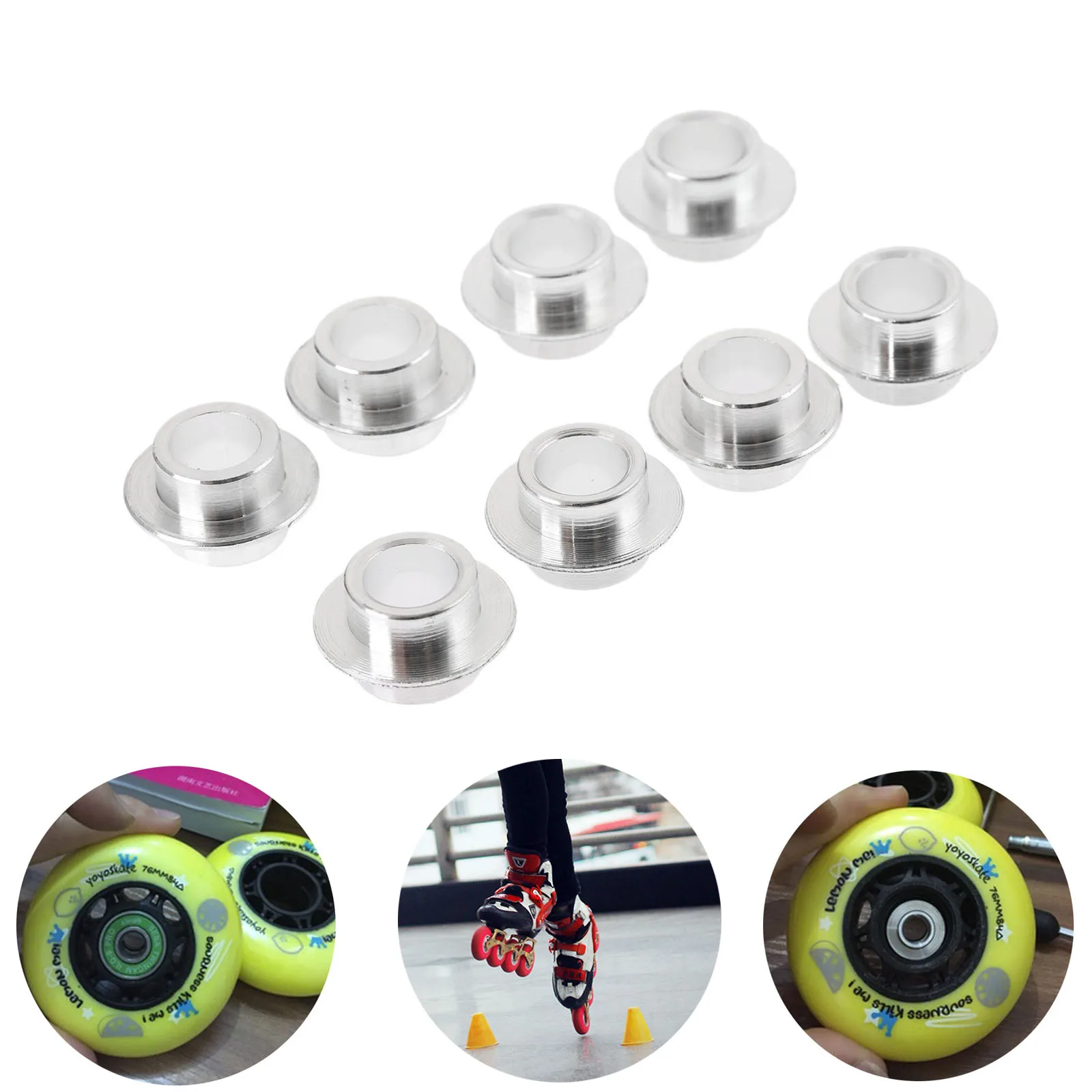 Gohantee Skate Wiel Accessoires 8PCS Aluminium 8mm Skate Lagerbus Spacers voor Standaard Schaatsen Wiel Vervangende Onderdelen