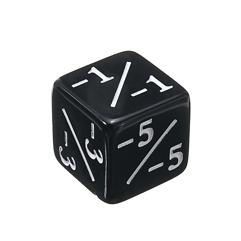 5pcs/set Black Dice Counters Negative -1/-1 Role Play Outdoor School Party Game Playing Dice